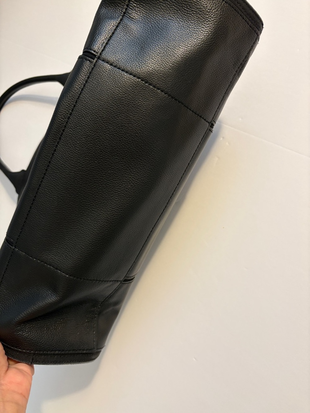 Tory Burch Black Pebbled Leather Tote with Logo - Picture 10 of 12